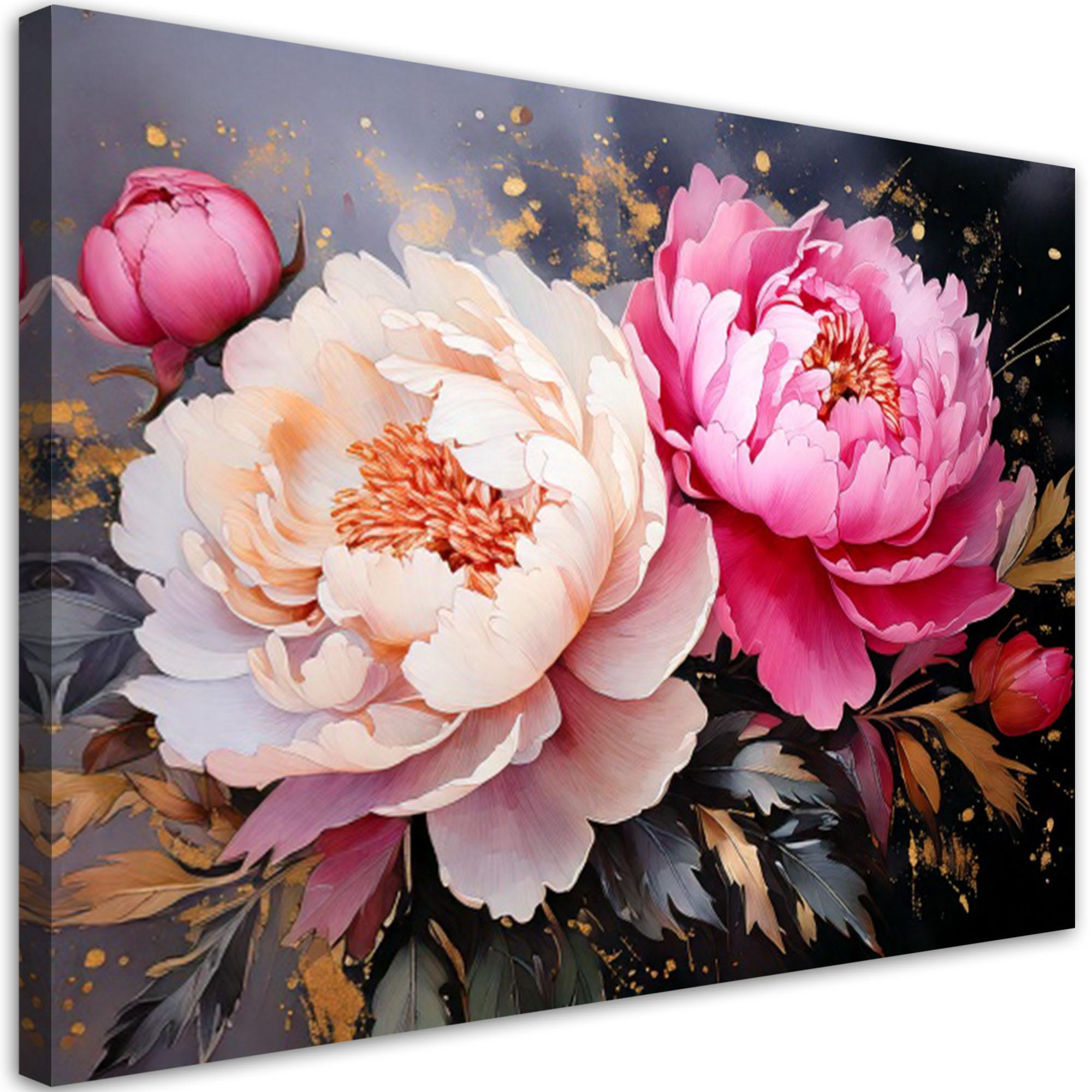 LEINWANDBILD Blumen 100x70cm - Rosa, Textil (100/70cm) - Feeby