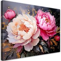 LEINWANDBILD Blumen 100x70cm - Rosa, Textil (100/70cm) - Feeby