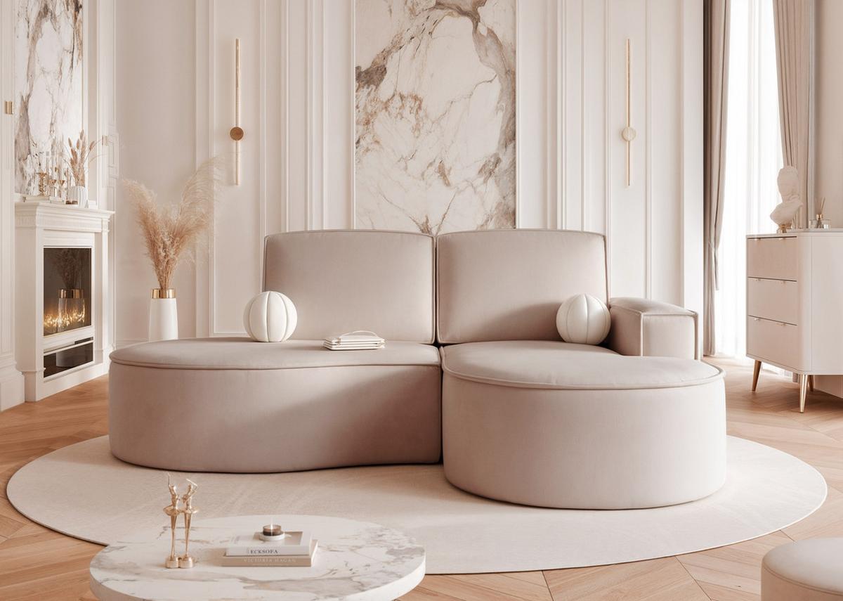 ECKSOFA SOFIA Veloursstoff in Braun - Braun, Holzwerkstoff/Kunststoff (210/157cm) - Idohome