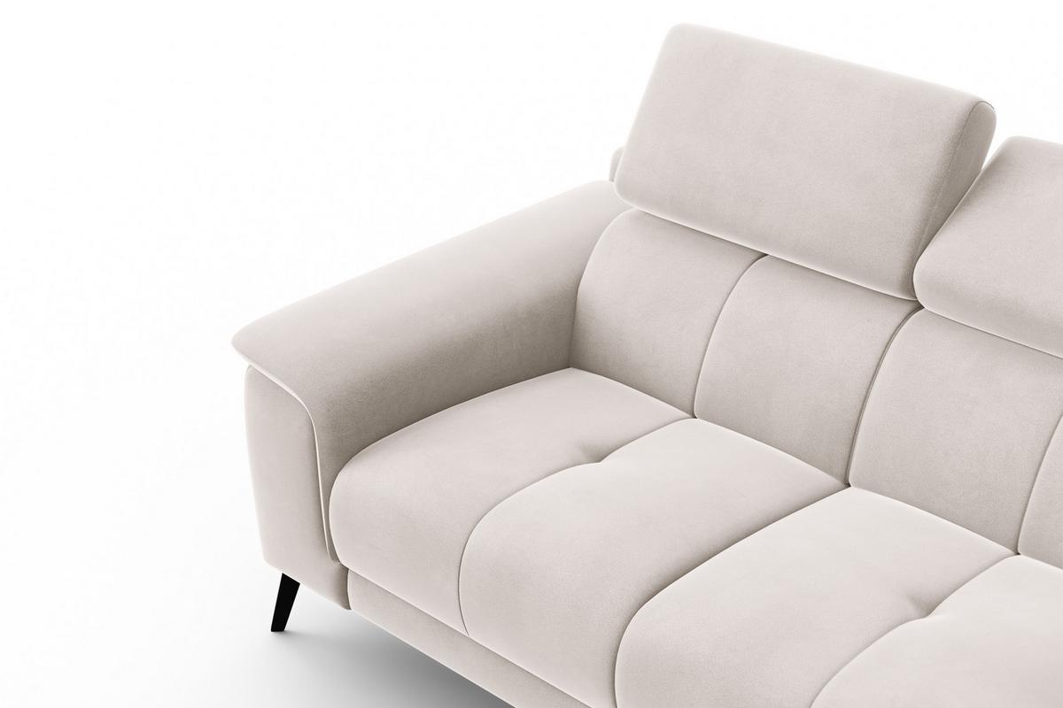 SOFA FIERO 2-Sitzer, Beiger Veloursstoff - Beige/Schwarz, Holz/Textil (170/82/103cm) - Courtois Laville