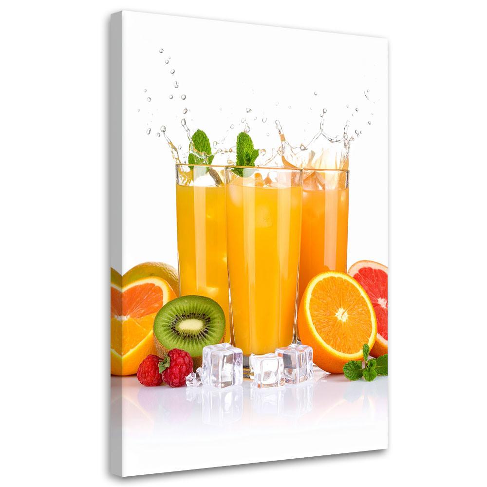 LEINWANDBILD Orangensaft mit Früchten 40x60cm - Gelb, Textil (40/60cm) - Feeby