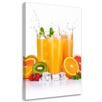 LEINWANDBILD Orangensaft mit Früchten 40x60cm - Gelb, Textil (40/60cm) - Feeby