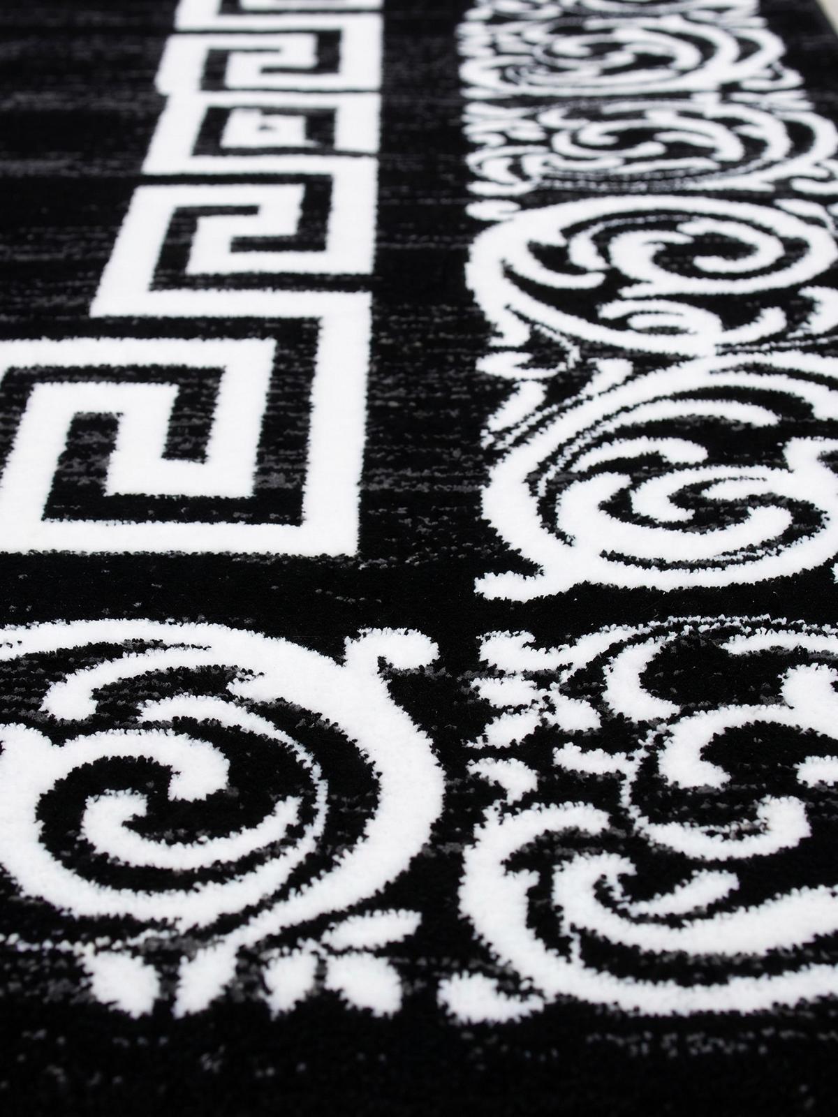 TEPPICH Kurzflor ASPEN in Schwarz, mit Mäander-Muster, 80 x 300 cm - Schwarz, Textil (80/300cm) - KADIMA DESIGN