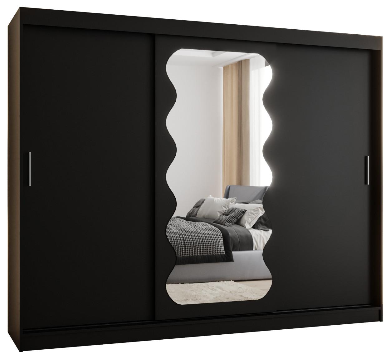 SCHIEBETÜRENSCHRANK mit Spiegel SPOTI 200/250/62 3-türig - Silberfarben/Schwarz, Holz (250/200/62cm) - MÖBEL KRYSPOL