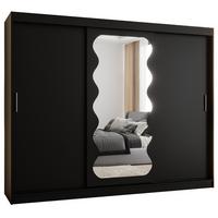 SCHIEBETÜRENSCHRANK mit Spiegel SPOTI 200/250/62 3-türig - Silberfarben/Schwarz, Holz (250/200/62cm) - MÖBEL KRYSPOL