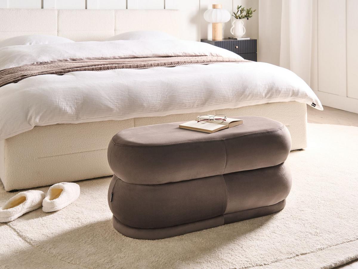 BANK Dunkelbraun Ellendale - Dunkelbraun, Holz/Textil (90/40/41cm) - Beliani