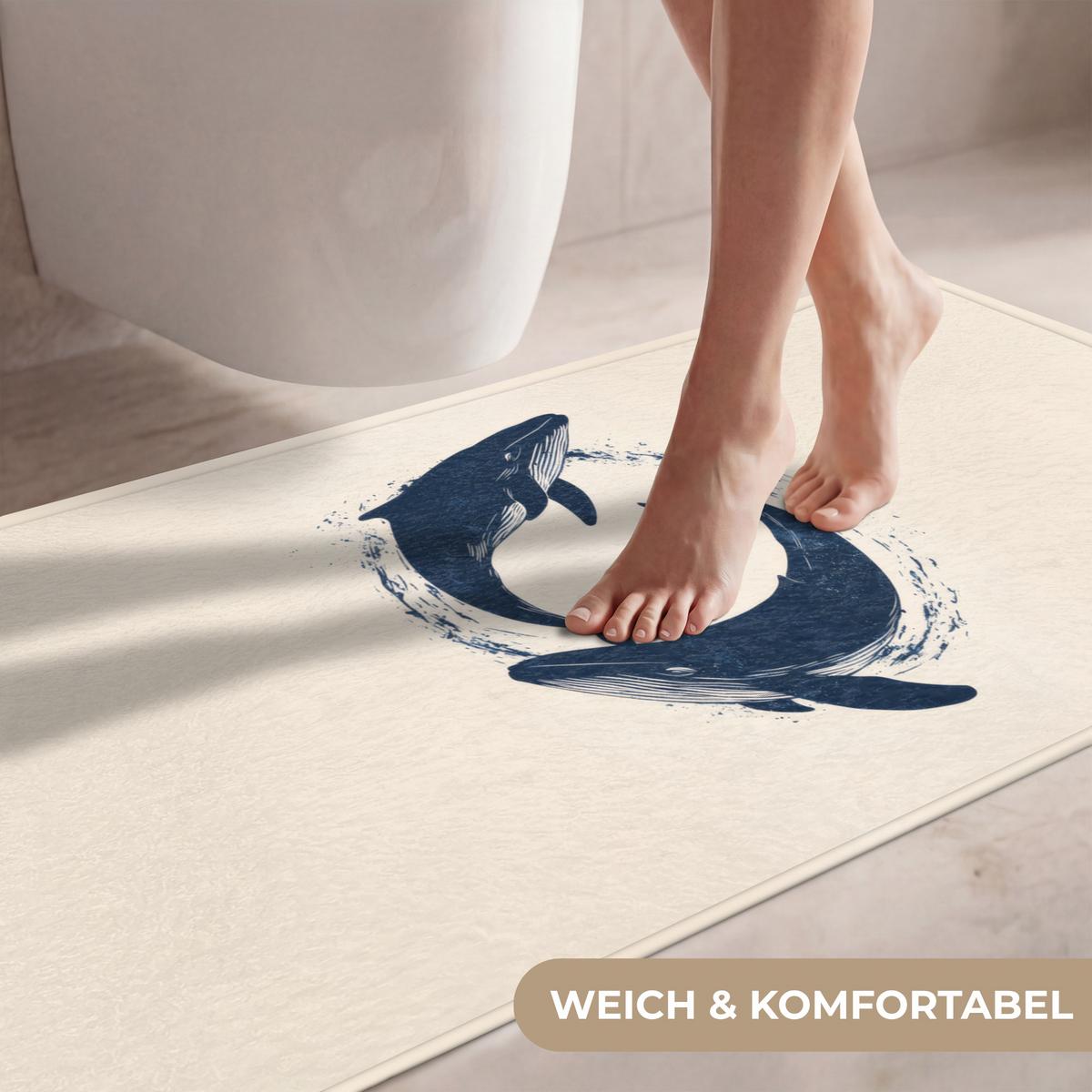 WC-VORLEGER Wale - Spritzer - Kreis - Dunkelblau WC Teppich 120x60 cm - Dunkelblau, Textil (120/1cm) - OnlyWow