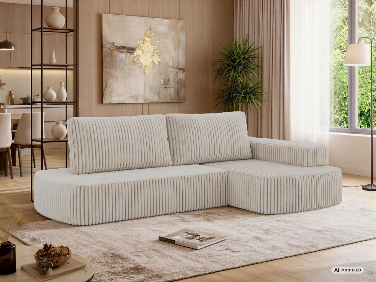 ECKSOFA LIRENA L Cord Beige - Rechts - Beige, Textil (260/160cm) - MKS