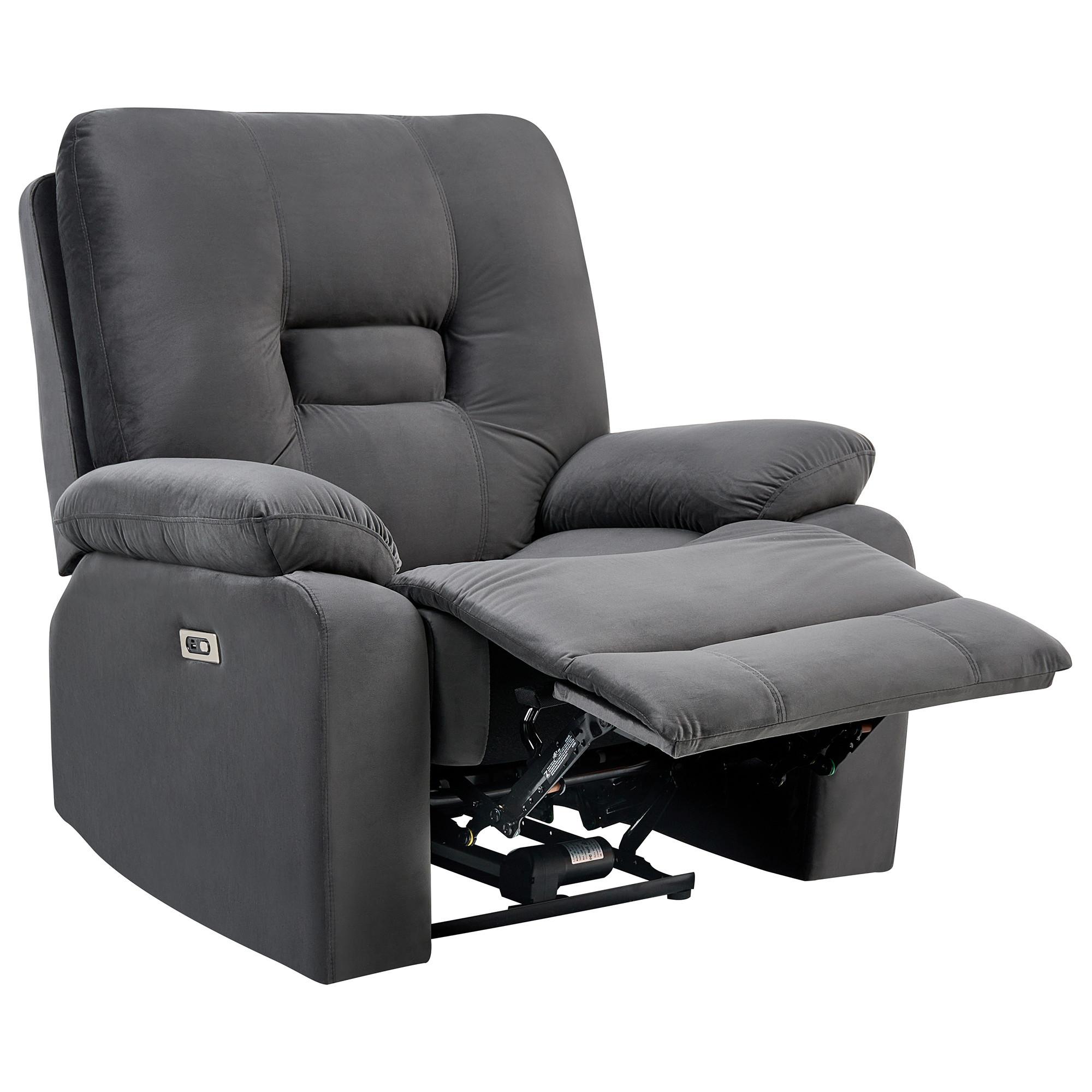 ELEKTRISCHER FERNSEHSESSEL Samtstoff Dunkelgrau Bergen - Dunkelgrau, Textil (85/101/74cm) - Beliani