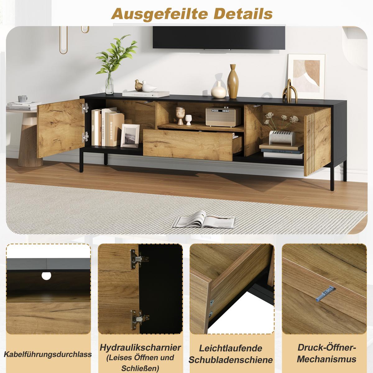 TV-LOWBOARD holzoptik & schwarz - Eichefarben, Holzwerkstoff (170/50/35cm) - Urban Meuble