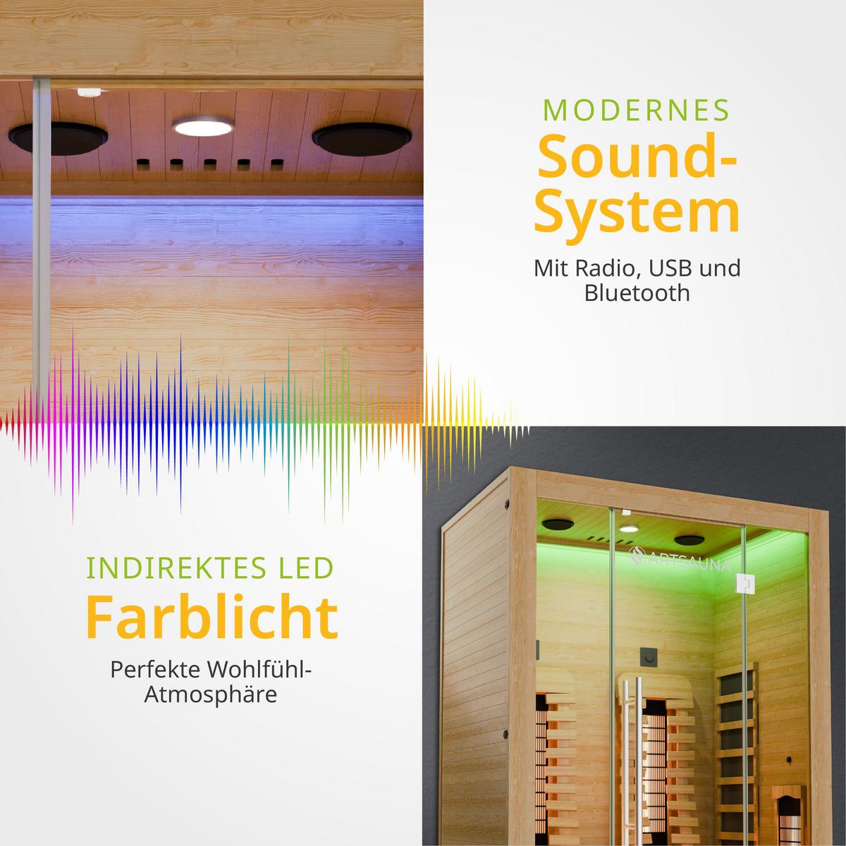 INFRAROTKABINE Kiruna130 Premium mit Dual Technologie - Naturfarben, Holz (130/190/105cm) - Artsauna