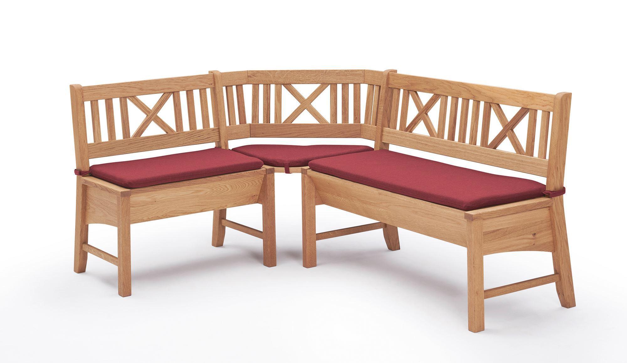ECKBANK Deborah 204 x 224 x 87 Massivholz Buche lackiert/Weinrot - Buchefarben/Rot, Holz (204/224cm) - 58aufmkessel