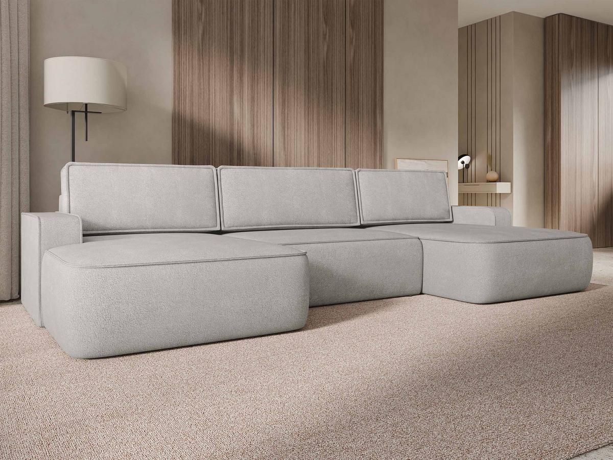 WOHNLANDSCHAFT Mono U - Hellgrau/Schwarz, Holz/Kunststoff (364/87/168cm) - MIRJAN24