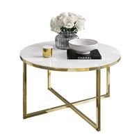 COUCHTISCH CIRI-X GLASS mit vergoldeter Basis - Goldfarben/Weiß, Glas (70/70/44.4cm) - Lookway