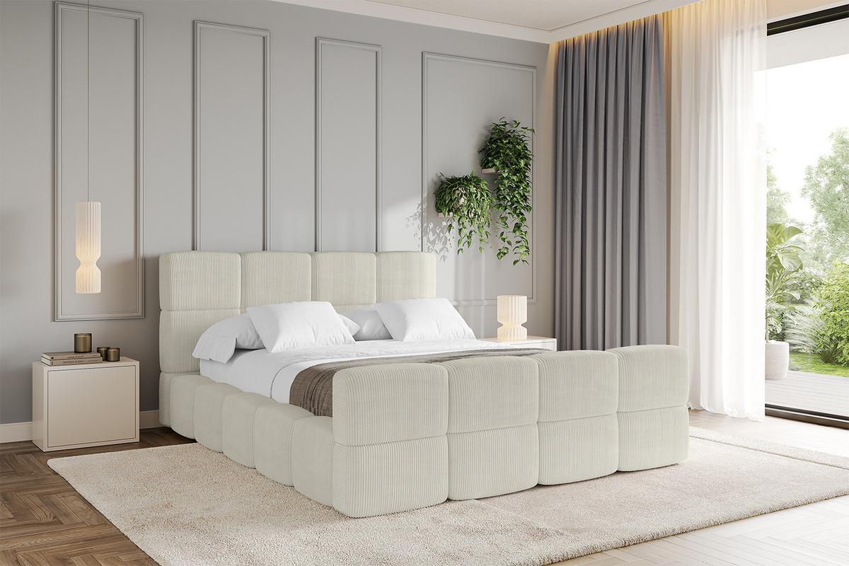 POLSTERBETT mit Bettkasten und Lattenrost, Bett mit Matratze H3/H4, Kopfteil, Boxbett, Doppelbett mit Stauraum - NATA-Z 120x200 Creme - Ecru, Holzwerkstoff/Textil (120/200cm) - ALTDECOR