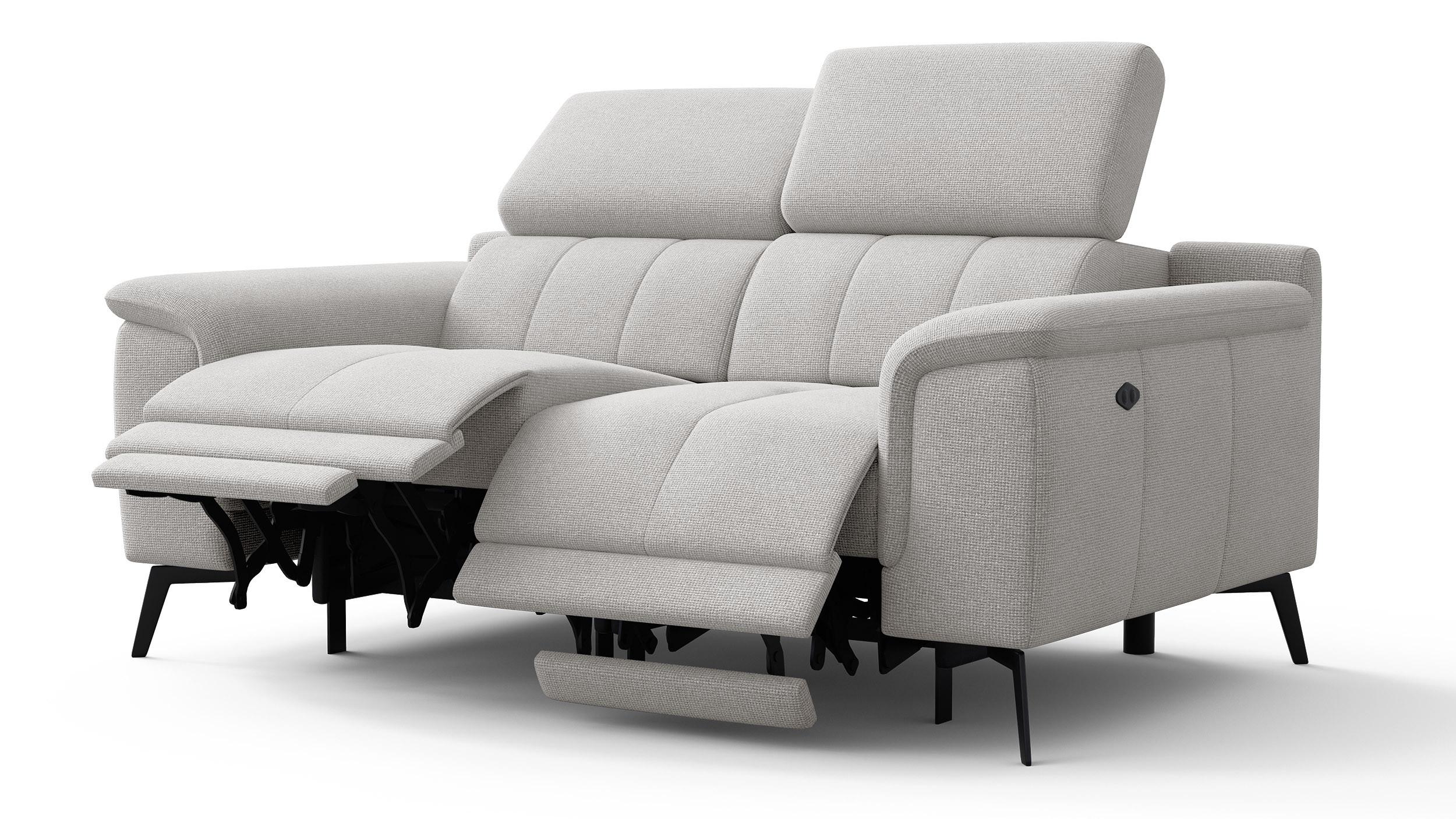 RELAXSOFA FIERO 2-Sitzer mit 2 Relaxfunktionen, hellgrau - Hellgrau/Schwarz, Holzwerkstoff/Textil (170/82/103cm) - Wozimo