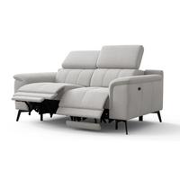 RELAXSOFA FIERO 2-Sitzer mit 2 Relaxfunktionen, hellgrau - Hellgrau/Schwarz, Holzwerkstoff/Textil (170/82/103cm) - Wozimo