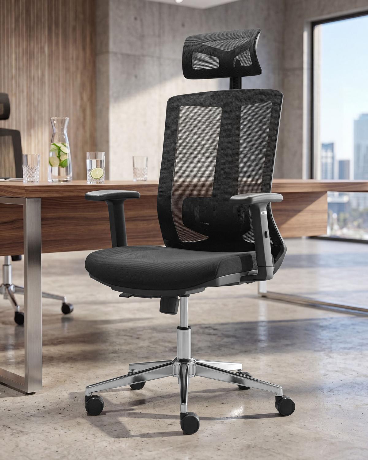 BÜROSTUHL Stoff Schwarz Enso - Schwarz, Textil (66/123/66cm) - Beliani