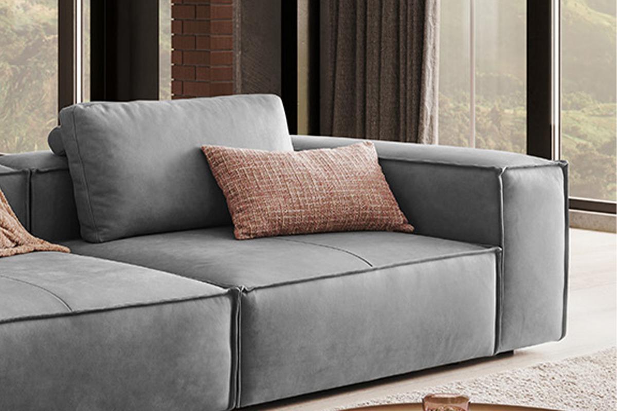 SOFA CARMO Grau Leder - Schwarz/Grau, Leder/Kunststoff (266/68/118cm) - KAWOLA
