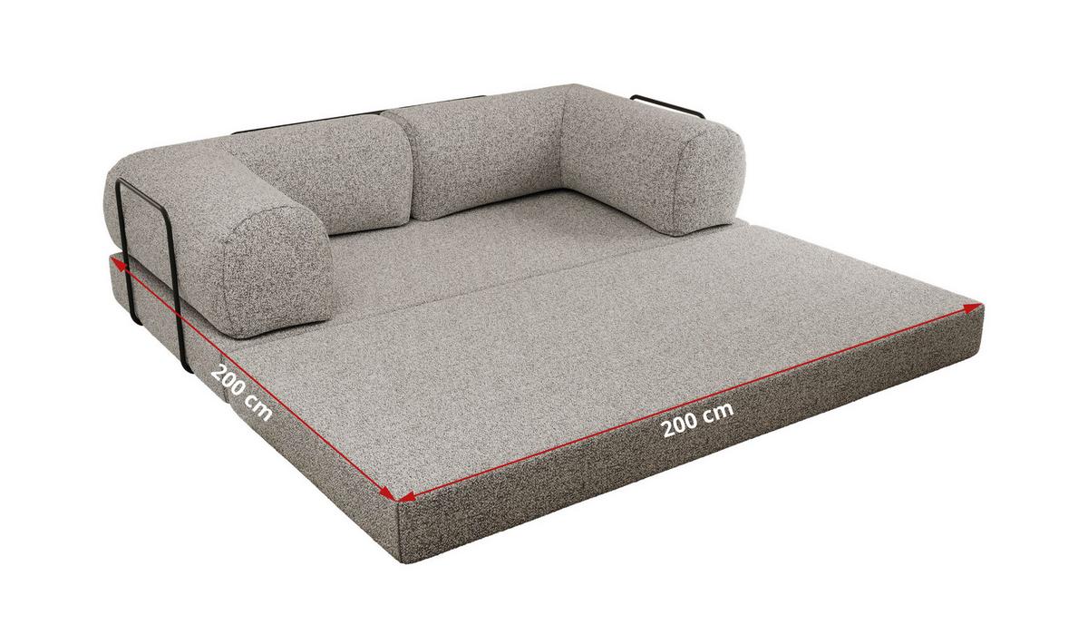 3-SITZER SOFA ORSETTO - Hellgrau Stukture - Hellgrau/Schwarz, Textil/Metall (200/70/100cm) - MKS