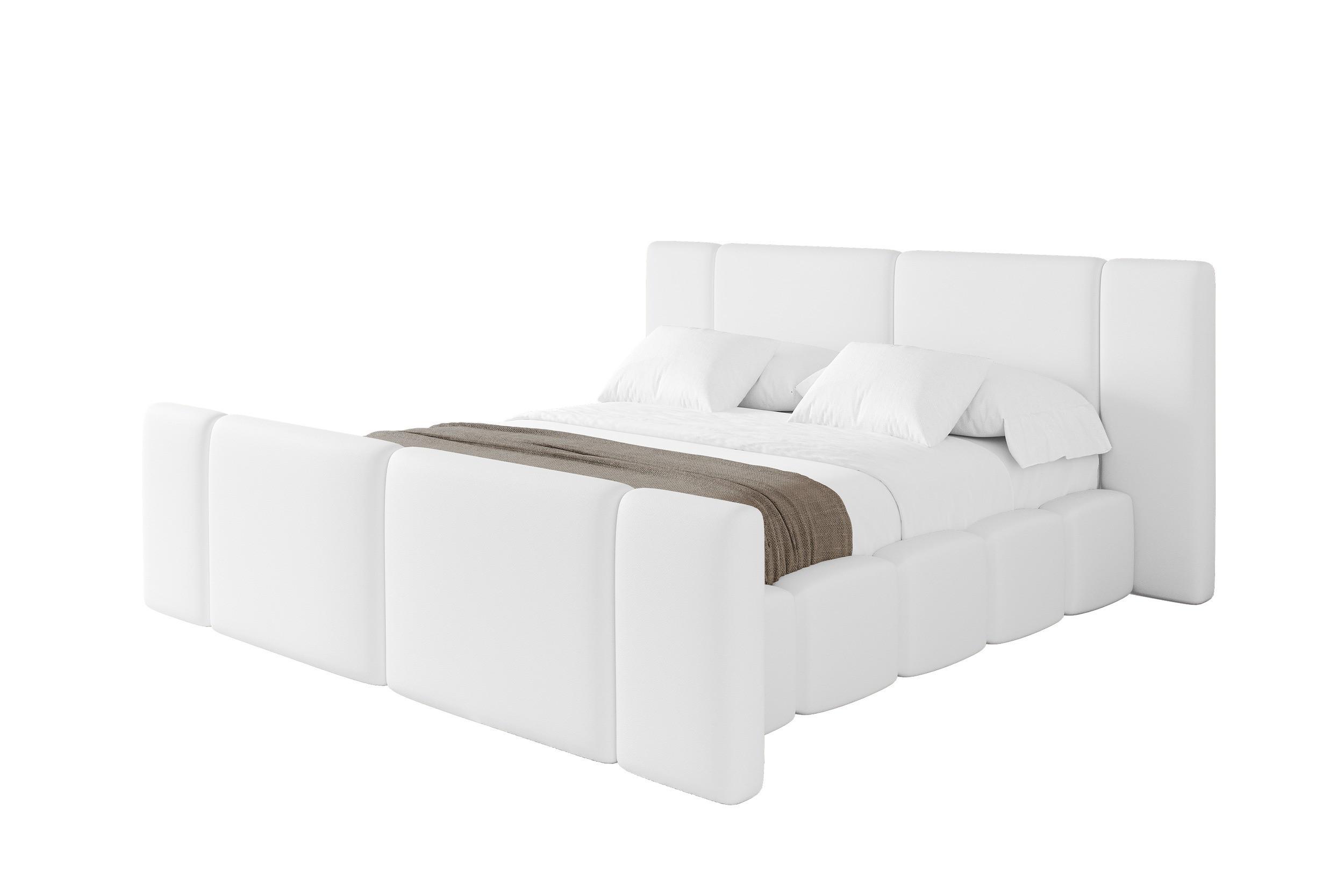 POLSTERBETT mit Bettkasten, Fußteil und Lattenrost, Boxbett ohne Matratze - NILO-Z 120x200 Weiß - Weiß Hochglanz, Holzwerkstoff/Textil (120/200cm) - ALTDECOR