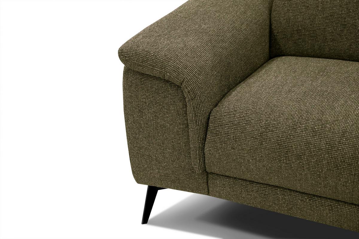 RELAXSOFA FIERO 3-Sitzer mit 1 Relaxfunktion, olivgrün - Schwarz/Olivgrün, Holzwerkstoff/Textil (212/82/103cm) - Wozimo