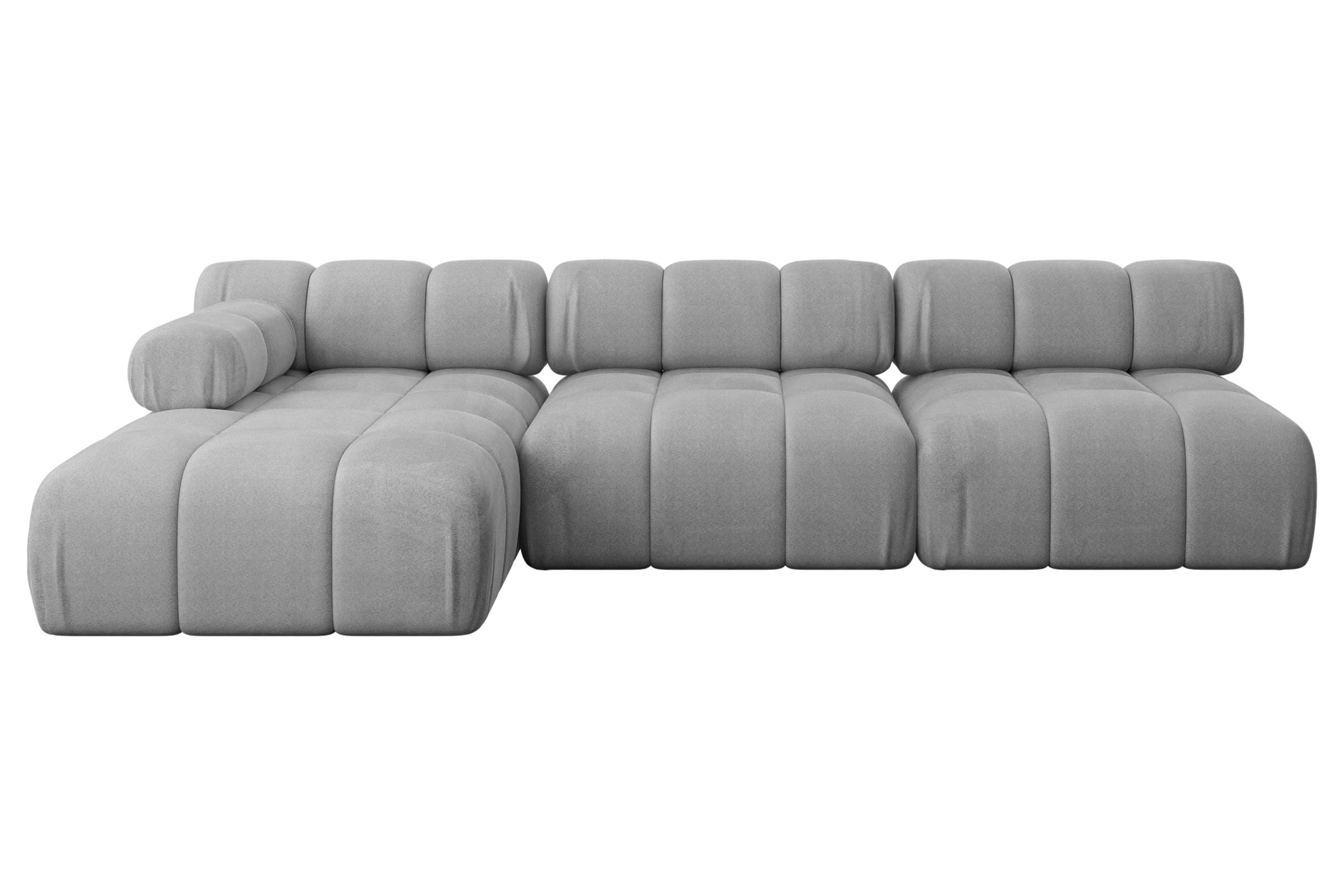 ECKSOFA modulares Sofa Razon-L2 - 285x160x70 cm Hellgrau Velours - Hellgrau, Holzwerkstoff/Textil (285/160cm) - ALTDECOR