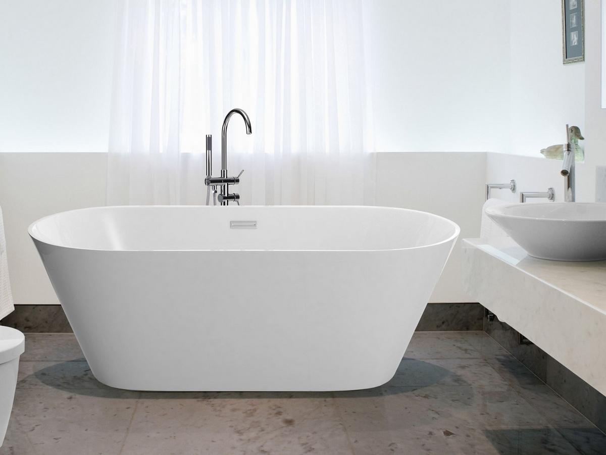 BADEWANNE 80/160/58 cm Weiß Havana - Weiß, Kunststoff (76/58/160cm) - Beliani