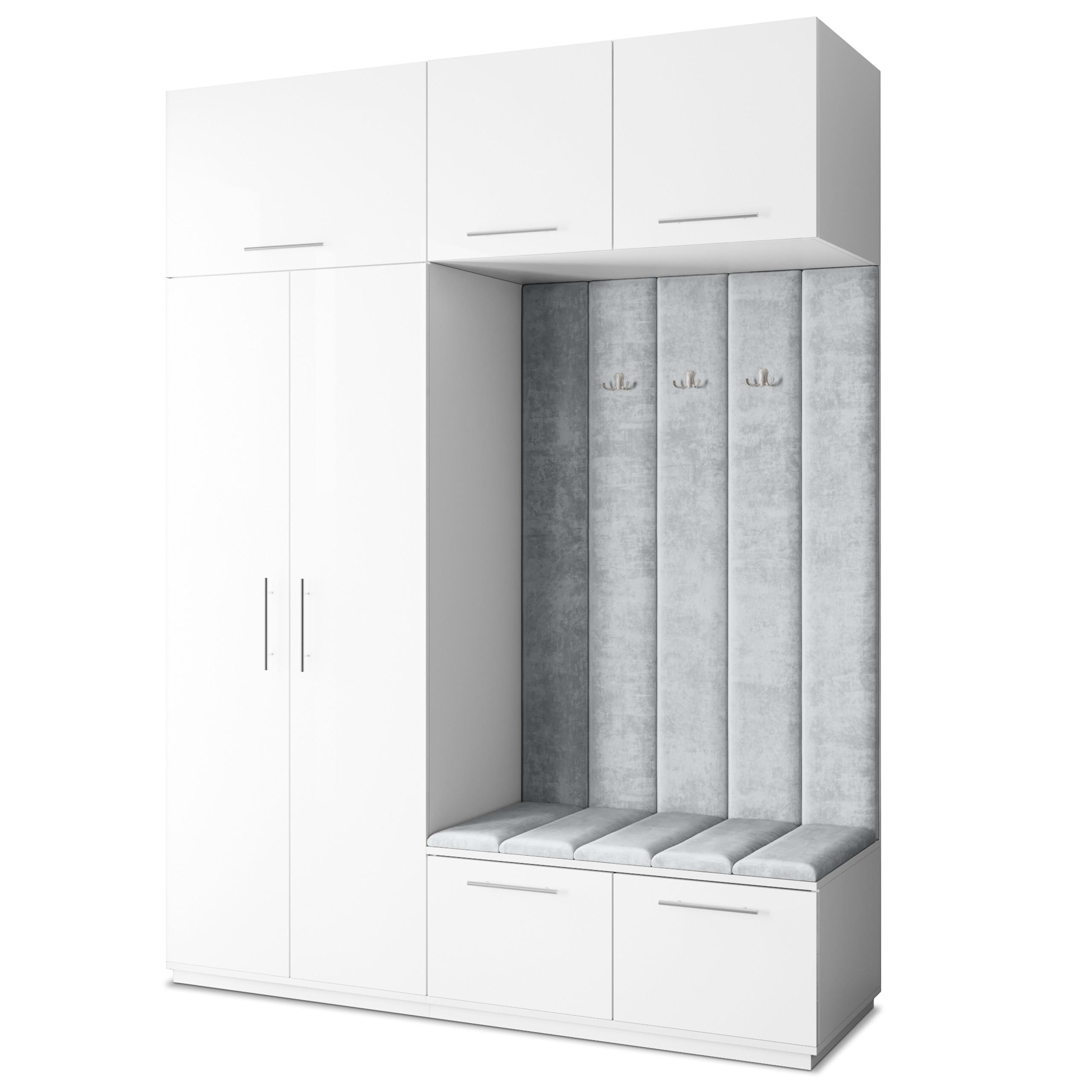 GARDEROBENSCHRANK REMA 180/240/60 cm Modern Weiß - Hellgrau/Weiß, Holzwerkstoff (180/240/60cm) - MASSENO