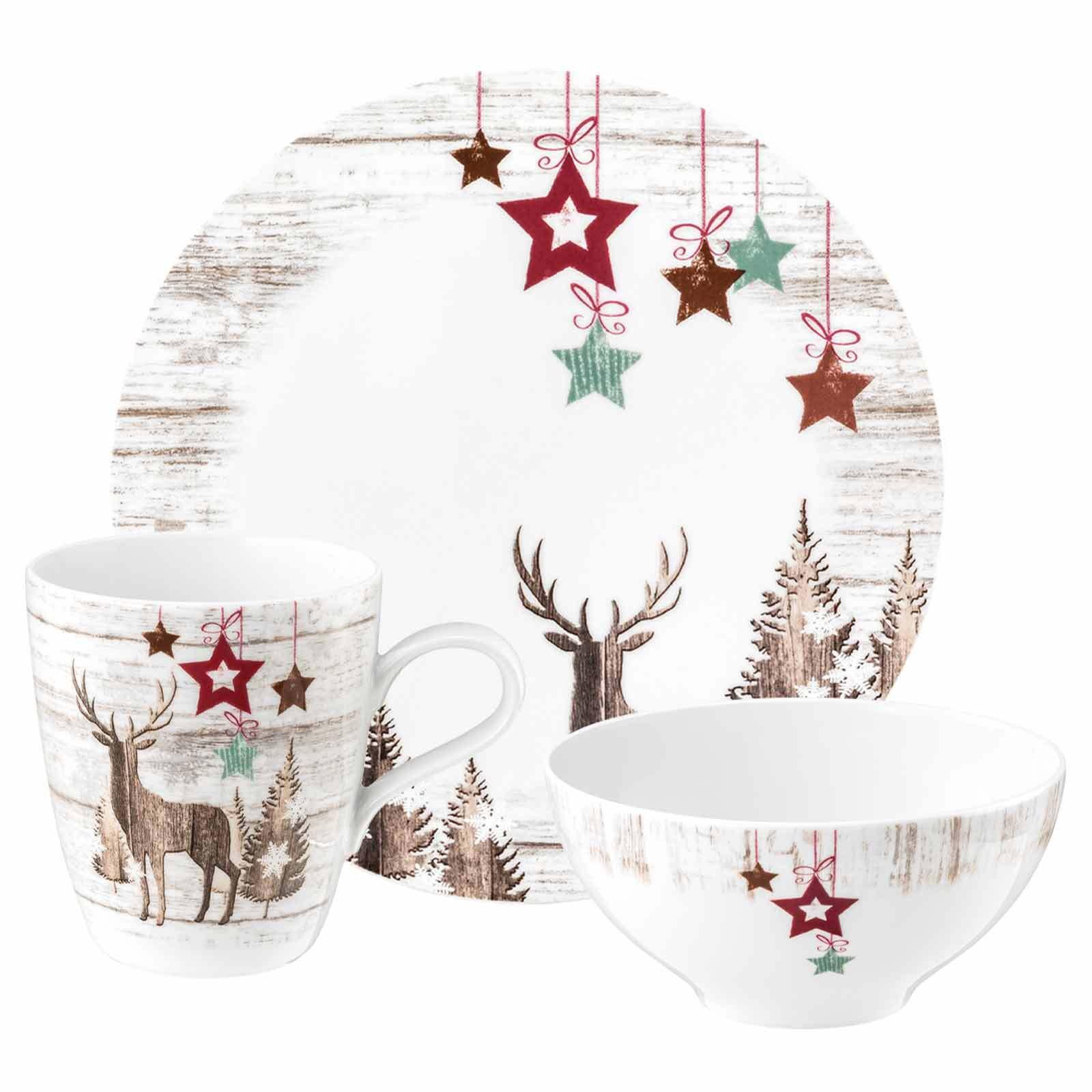 FRÜHSTÜCKS-SET Life Christmas weiß-braun 18-tlg. - Weiß/Braun, Keramik (2/2/2cm) - Seltmann Weiden