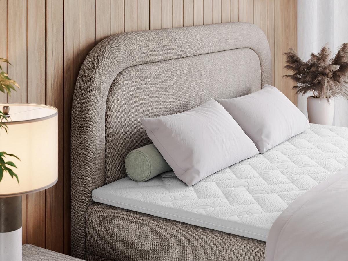 BOXBETT EIRA 120/200 Beige Struktur - H4 - Beige/Silberfarben, Holz/Textil (120/200cm) - MKS
