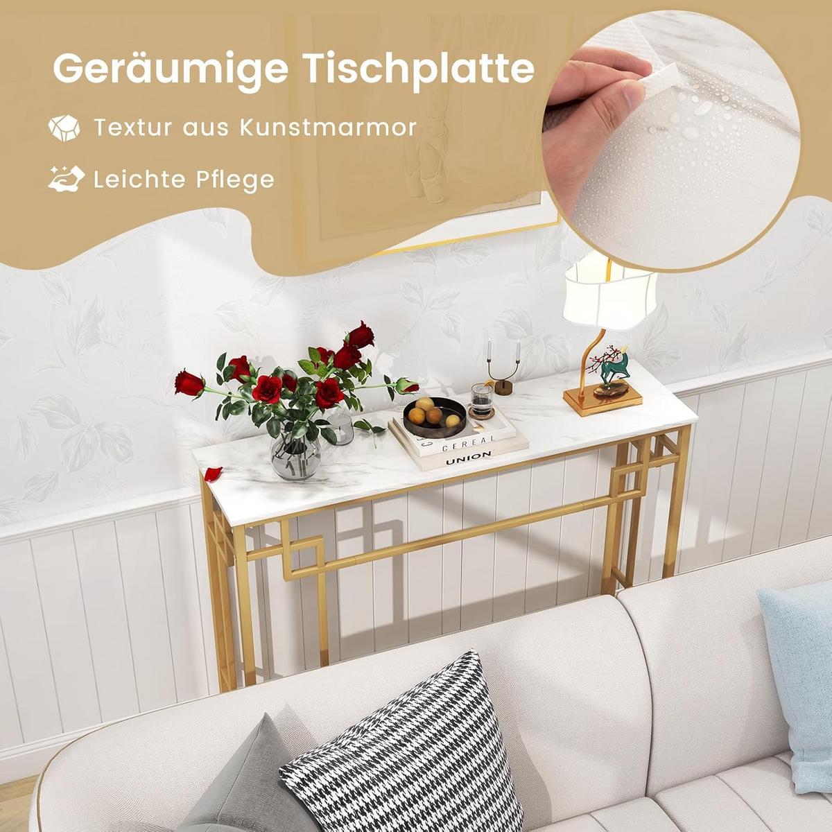 KONSOLENTISCH 81cm Weiß - Weiß, Metall (30/110/81cm) - COSTWAY