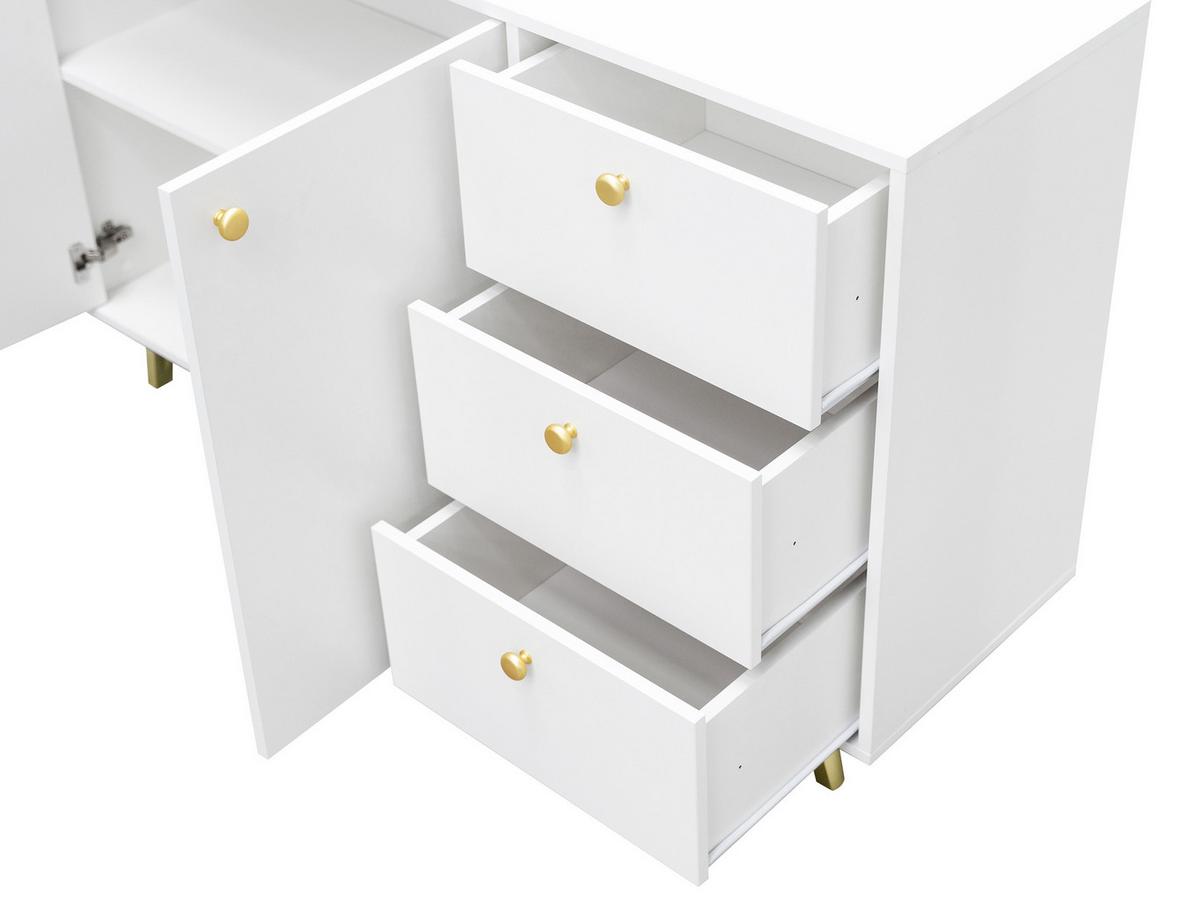 KOMBIKOMMODE Siena 2D3S - Goldfarben/Schwarz, Holzwerkstoff/Metall (138/86/41cm) - MIRJAN24