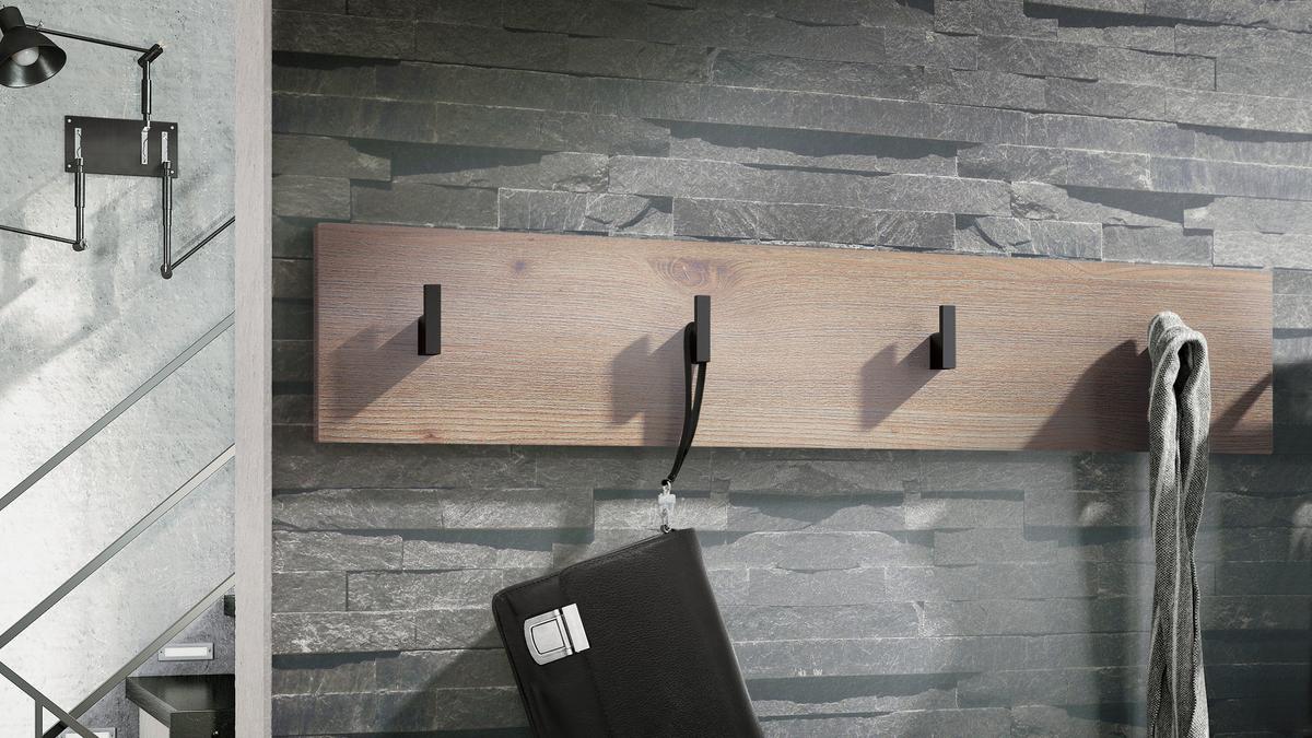 GARDEROBENPANEEL Linea Eiche Nordic - Silbereichenfarben, Holzwerkstoff (72/14.5/3.5cm) - Vladon