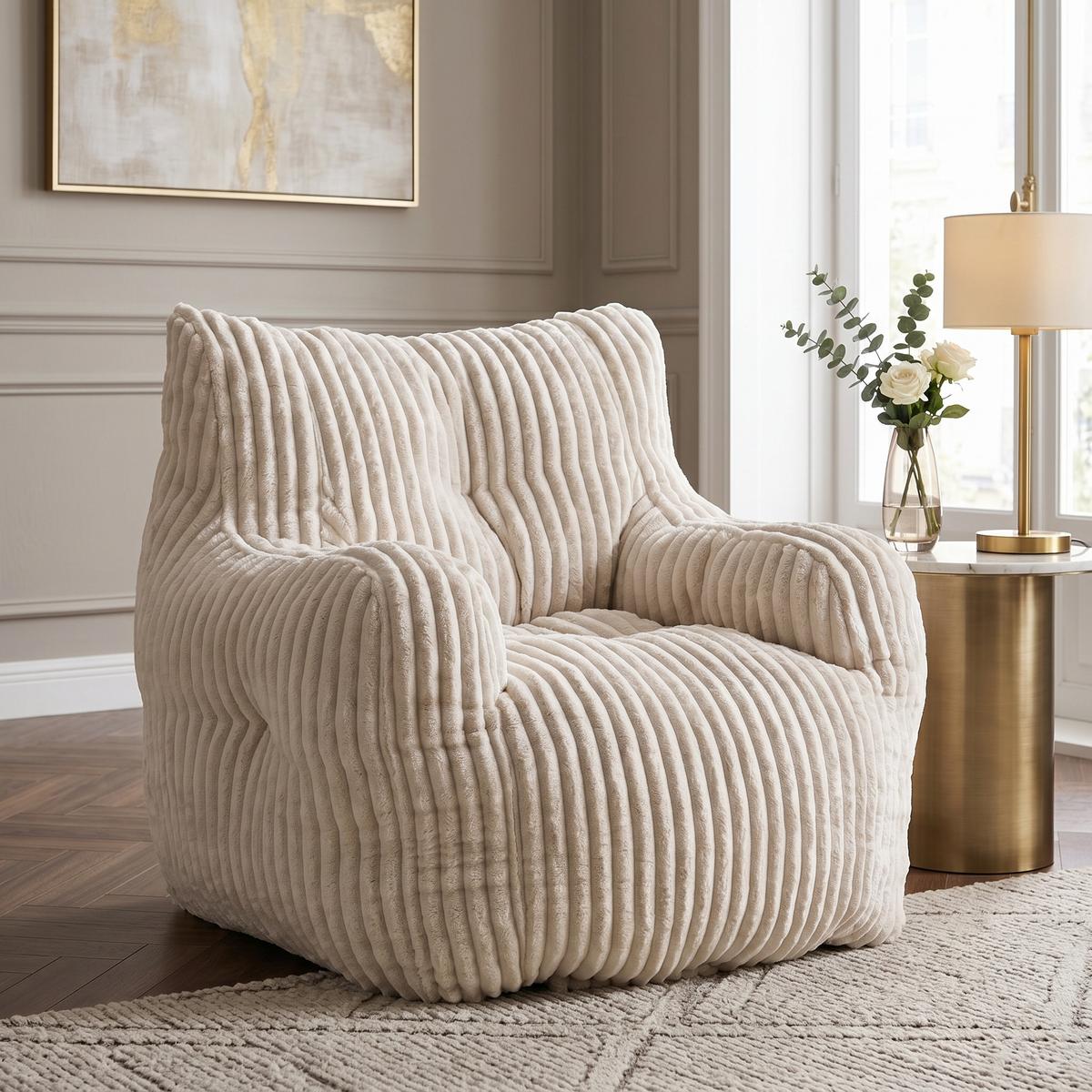 SESSEL weicher cord-stoff ergonomischer mit schaumstofffüllung - Beige, Textil (100/70/94cm) - Urban Meuble