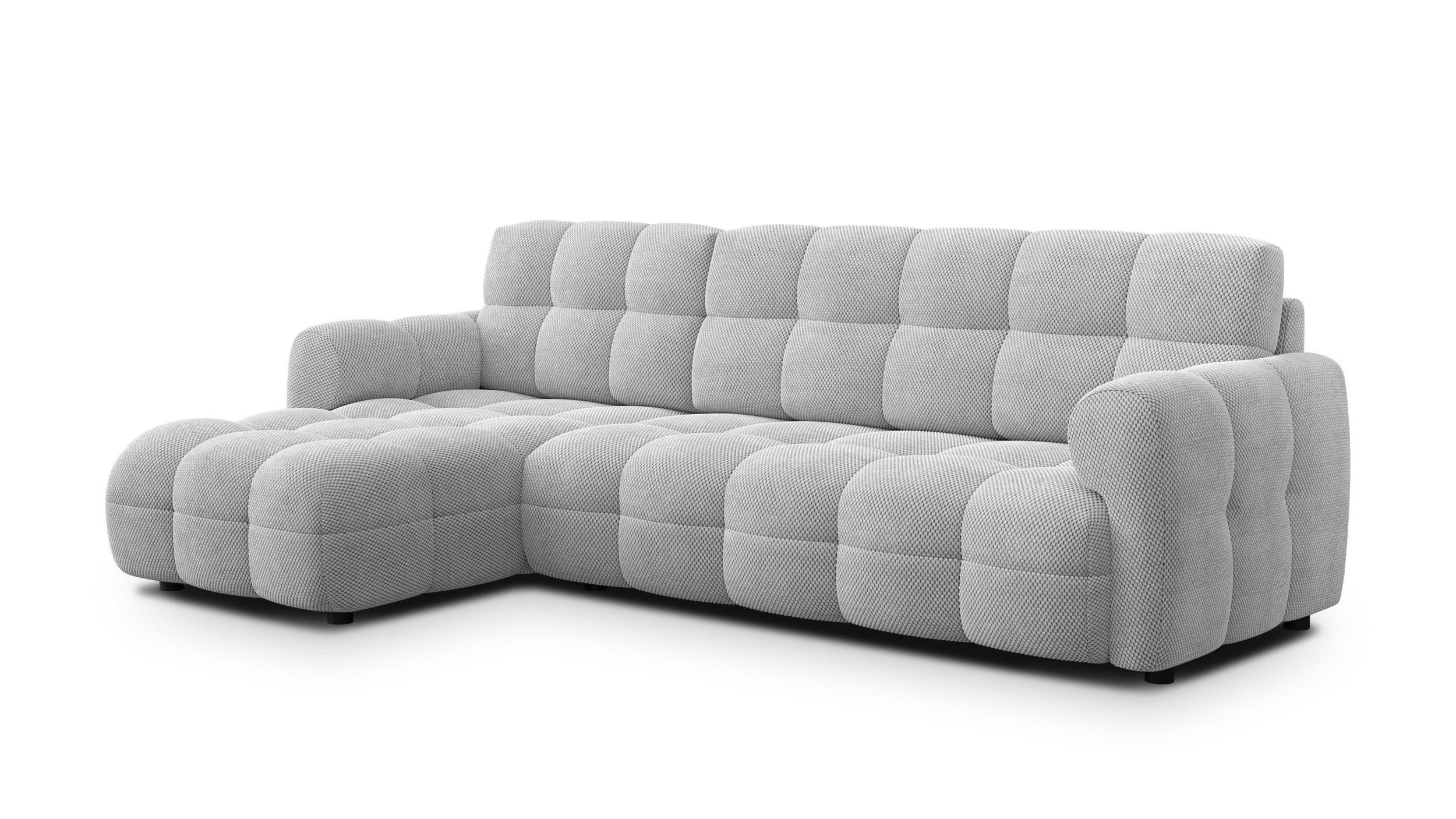 ECKSOFA MELLOW 4-Sitzer, hellgrau - Hellgrau/Schwarz, Holz/Textil (262/156cm) - Wozimo