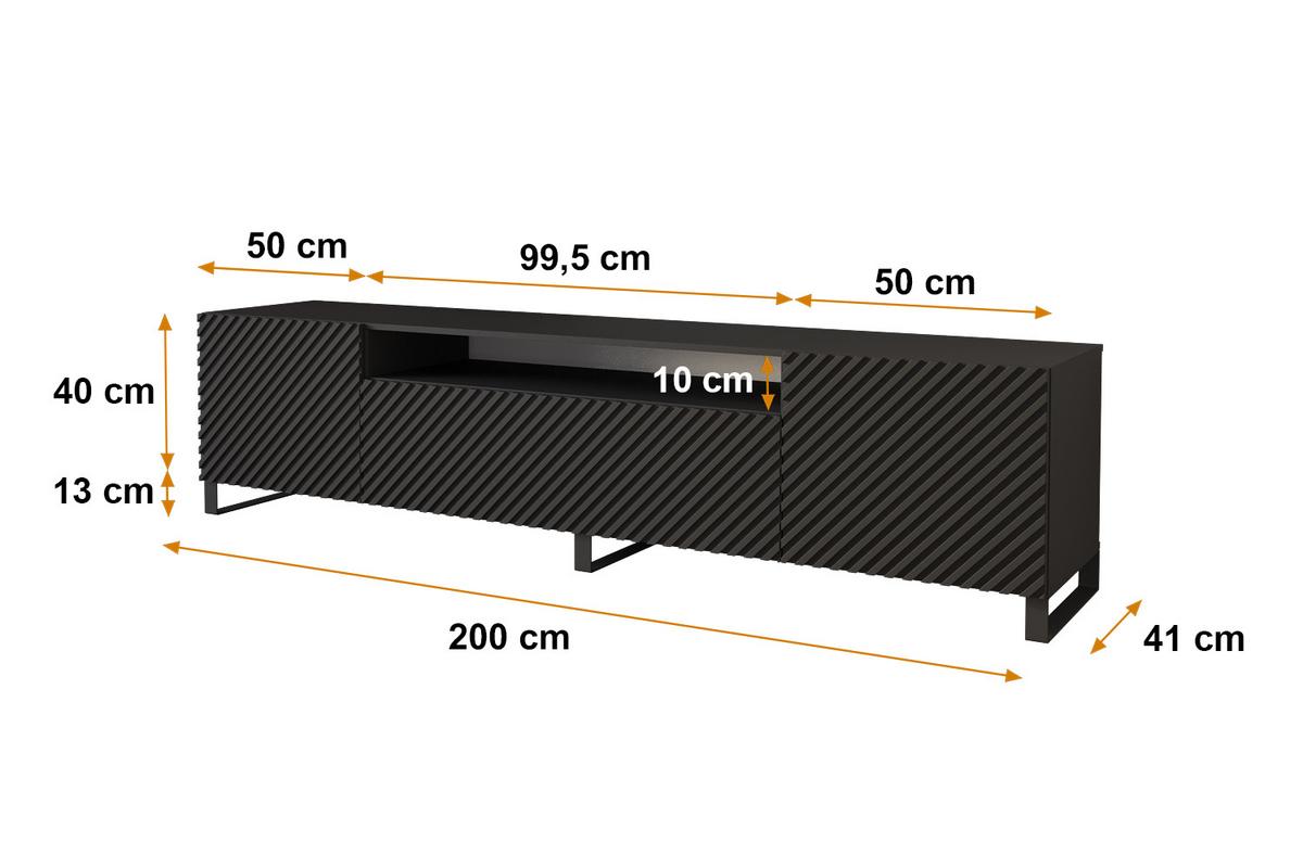 LOWBOARD ZENO-S 200x53x41 cm - Schwarz - Schwarz, Holzwerkstoff (200/53/41cm) - ALTDECOR