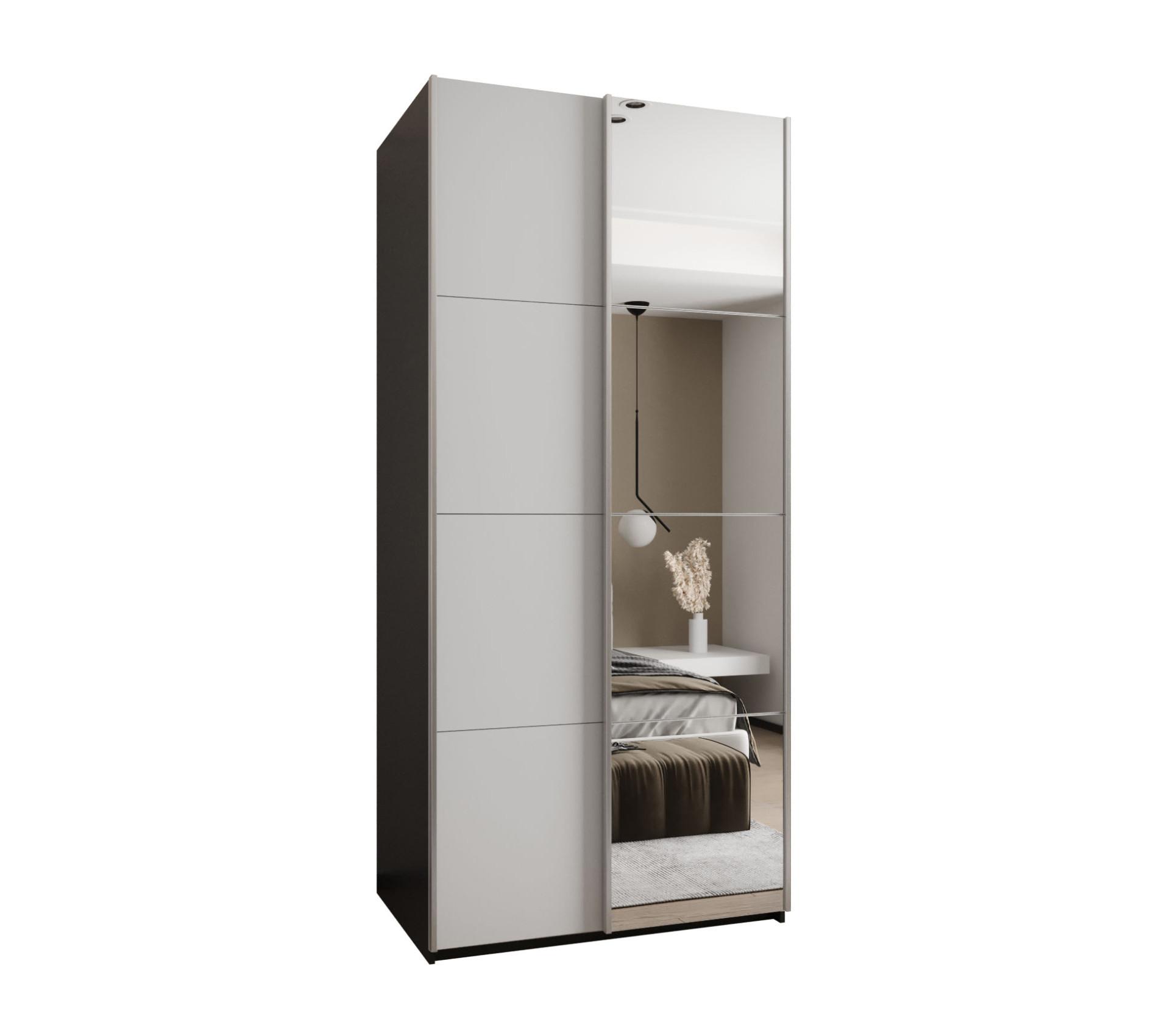 SCHWEBETÜRENSCHRANK 245,5/100/64 2-türig - Silberfarben/Schwarz, Holz/Metall (100/245/64cm) - Abiks Möbel