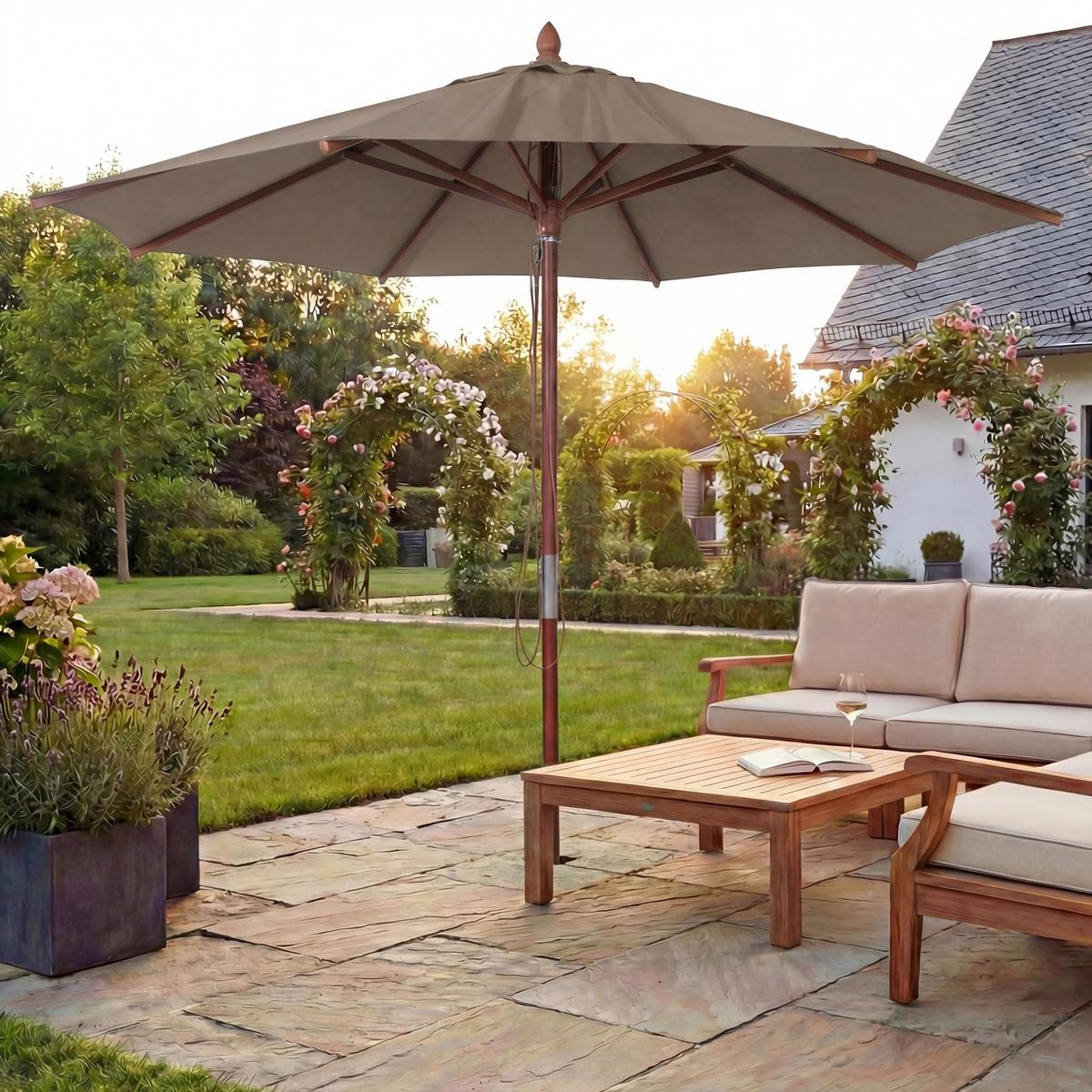 SONNENSCHIRM C57B taupe - Taupe, Holz (300/300cm) - MCW
