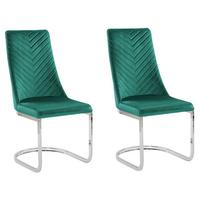 ESSZIMMERSTUHL 2er-Set Samtstoff Grün Altoona - Grün, Textil/Metall (46/96/58cm) - Beliani