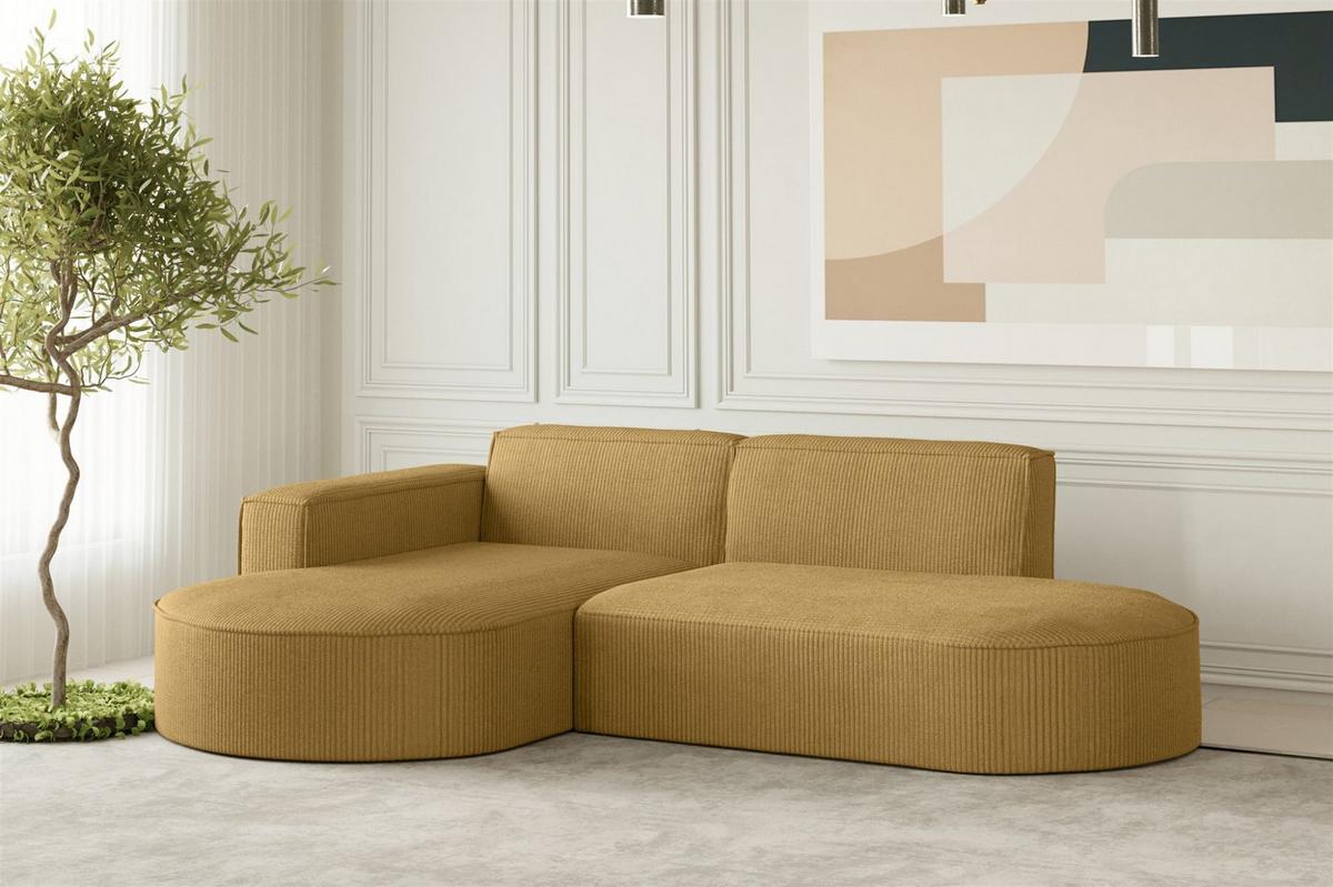SOFASET Palma In Scala - Gelb, Holzwerkstoff/Textil (236/78/165cm) - Fun Möbel