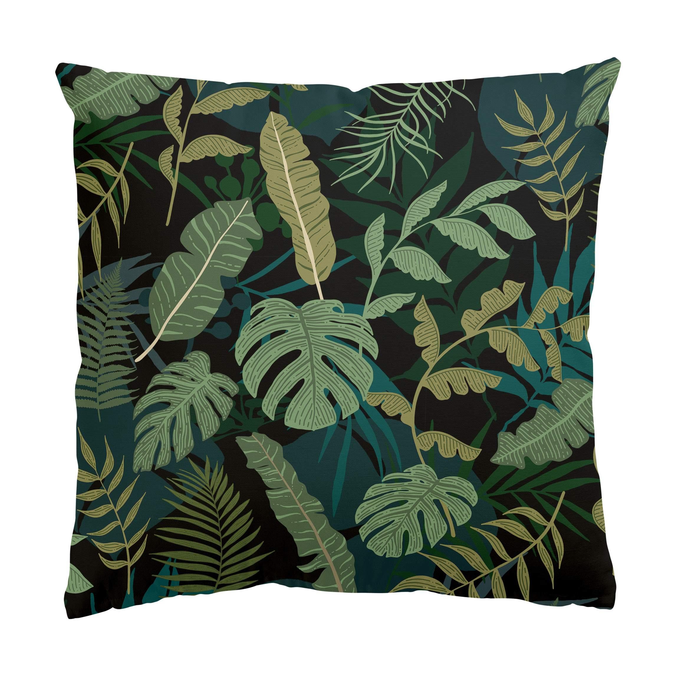 KISSENBEZUG Dschungel Blätter auf Schwarz 40/40 cm - Grün, Textil (40/40cm) - Bilderwelten