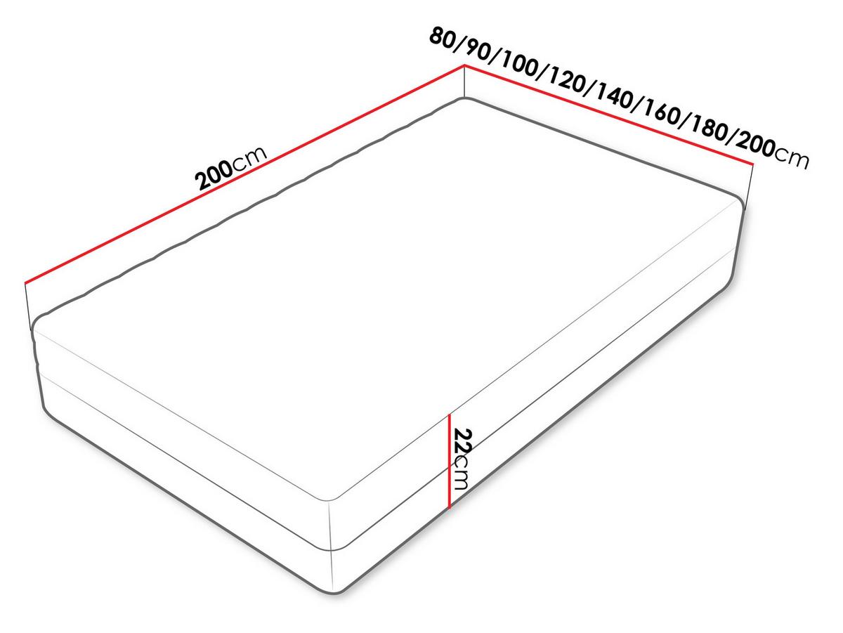 KOMFORTSCHAUMMATRATZE Uno 22 cm - Weiß, Textil (180/200cm) - MIRJAN24