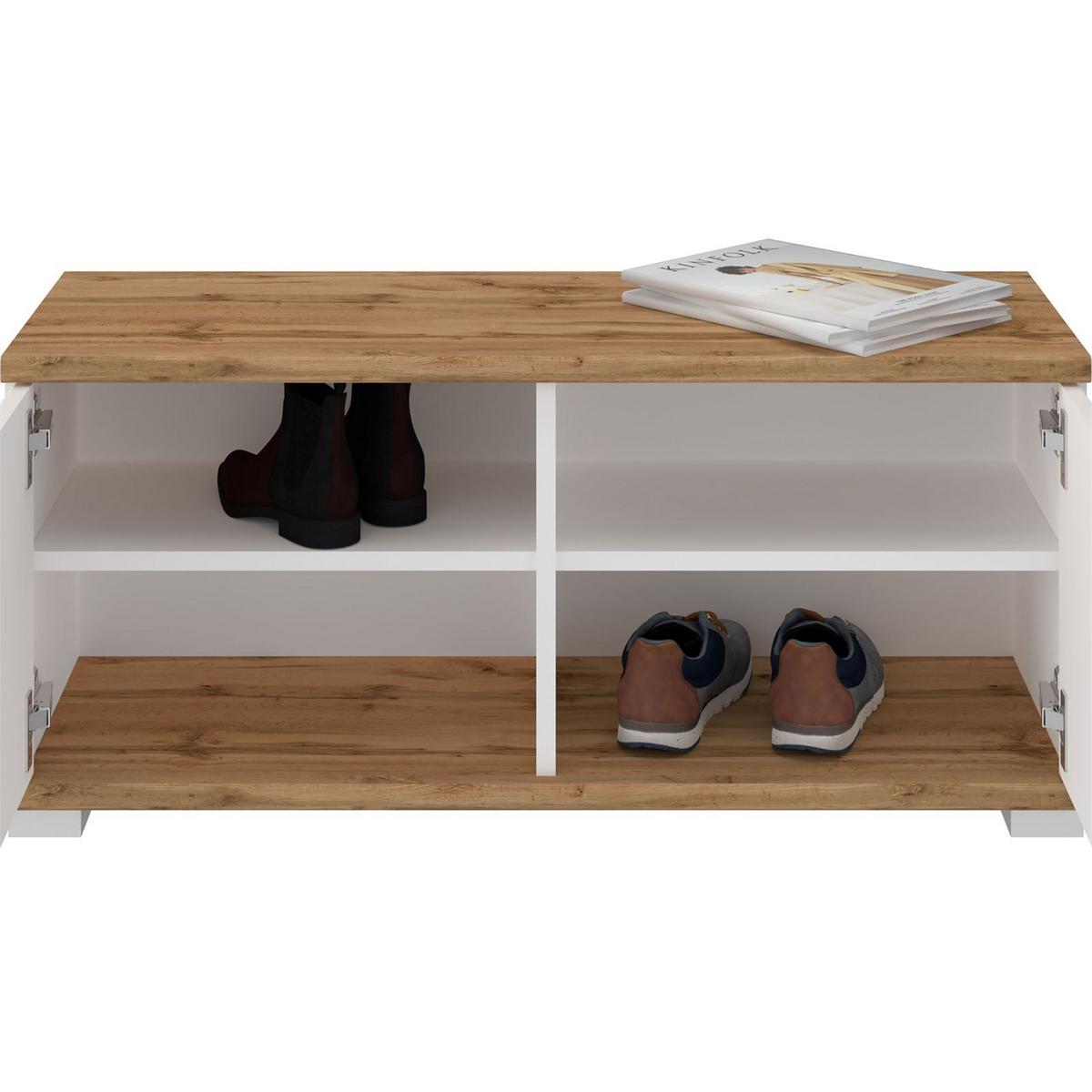 SITZBANK BILBAO Wotan Eiche/weiß - Eiche Wotan/Weiß, Holzwerkstoff (90/40/34cm) - CARO-Möbel