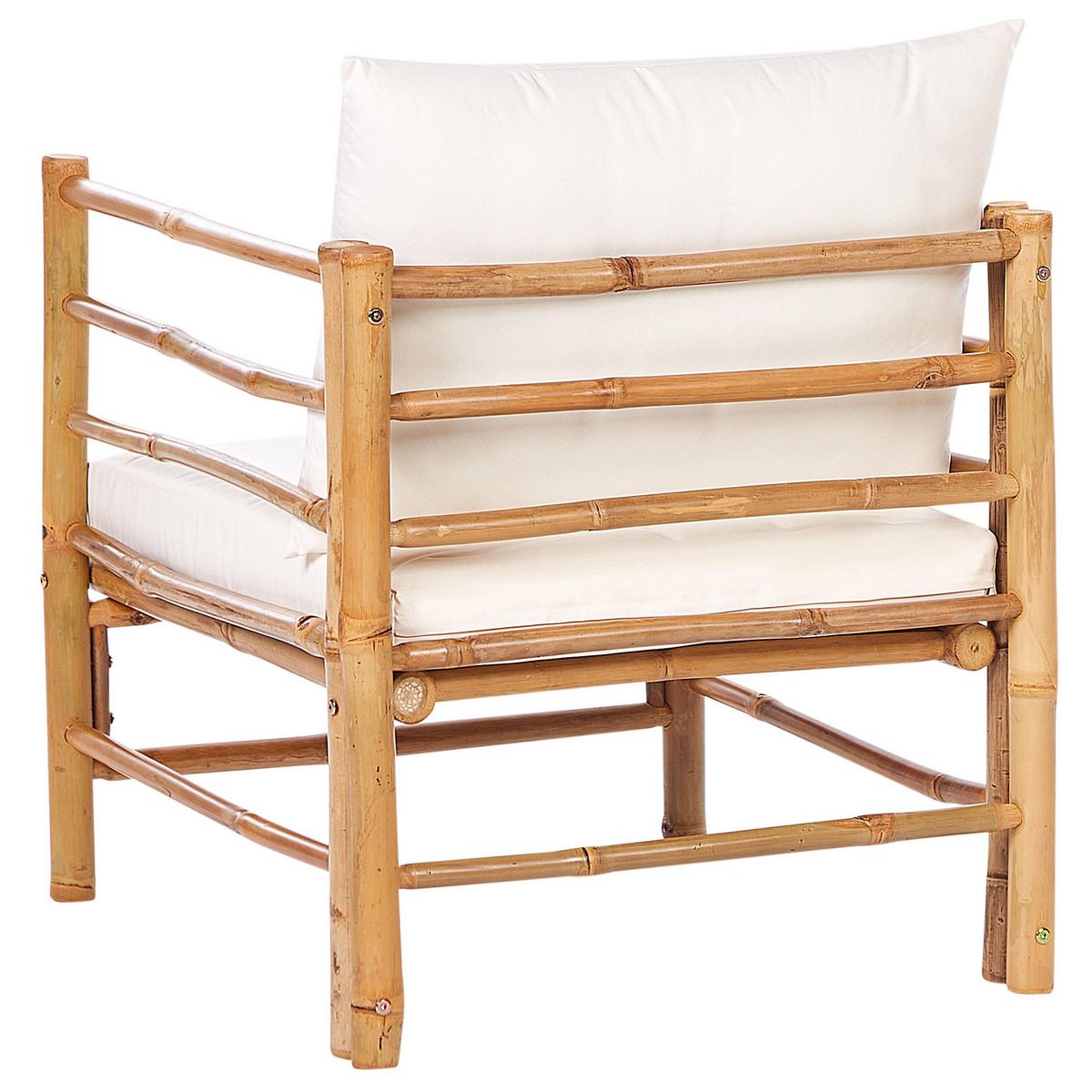 GARTENSTUHL Holz Cremeweiß Cerreto - Hellbraun/Weiß, Holz (63/80/68cm) - Beliani