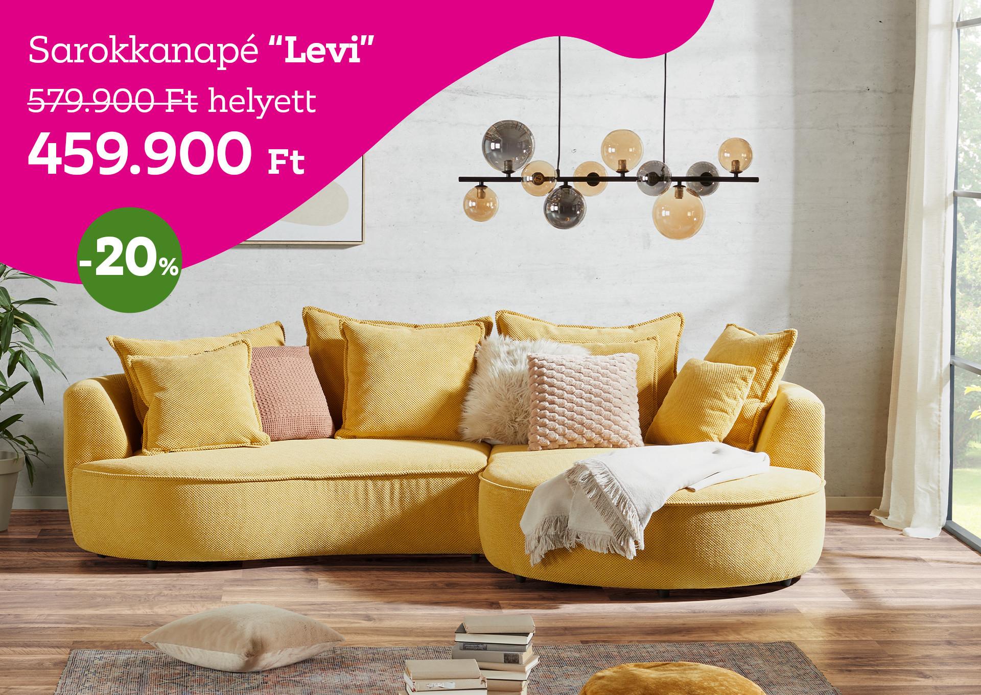 Sarokkanapé Levi 579900 Forint helyett 459900 Forint kedvezmény mértéke 20%