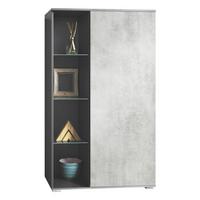 VITRINE Davos Beton Oxid Optik - Hellgrau, Holzwerkstoff (71.5/134/35cm) - Vladon
