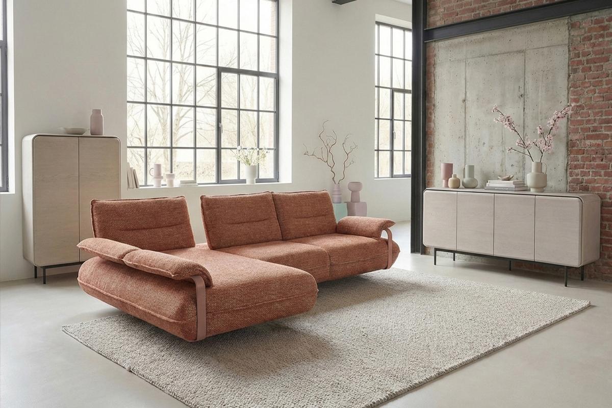 ECKSOFA ANISSA Braun Flachgewebe - Schwarz/Braun, Kunststoff/Textil (297/185cm) - KAWOLA