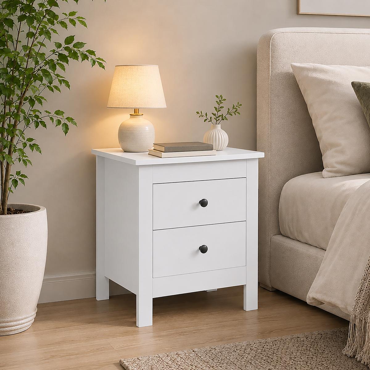 NACHTTISCH MDF Metall Weiß - Weiß/Nickelfarben, Holzwerkstoff/Kunststoff (39.5/51/48cm) - HOMCOM