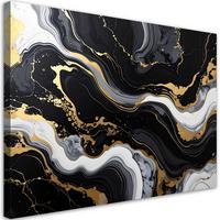 BILD auf Leinwand, Abstrakt Marmor Glamour schwarz gold - Schwarz, Textil (30/20cm) - Feeby